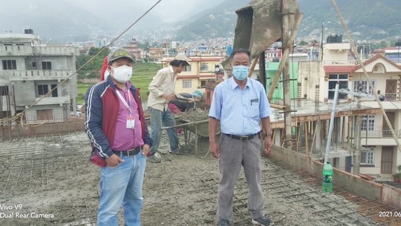 नेपाल राष्ट्रिय तामाङ घेदुङको निर्माणाधीन भवनको तेस्रो ढलान सम्पन्न